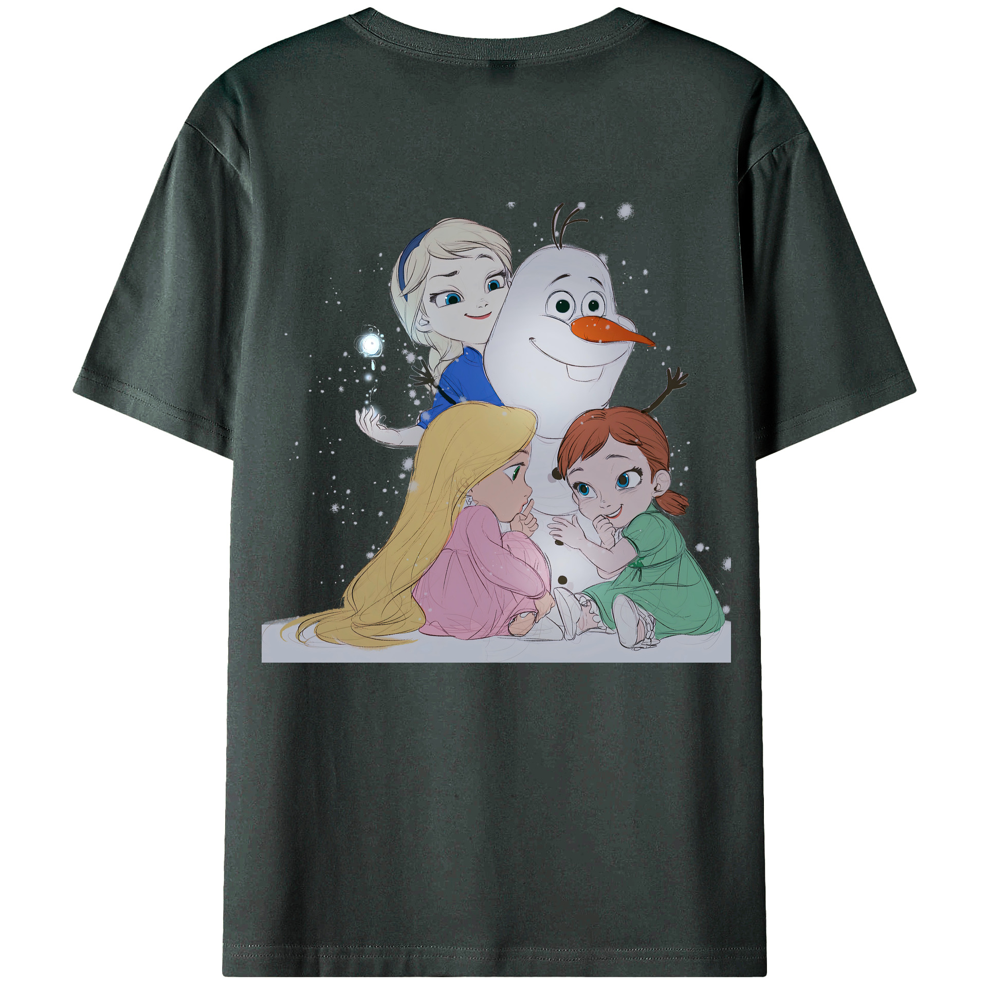 （画像用） アナと雪の女王 アンナ エルサ Frozen Anna Elsa 綿100％ メンズ半袖Tシャツ（バックプリント） 通気性